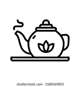 Tea Pot Icon. Line Art Style Design Isolated On White Background