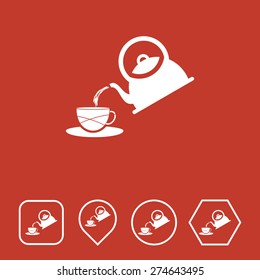 TEA POT Icon on Flat UI Colors with Different Shapes. Eps-10.