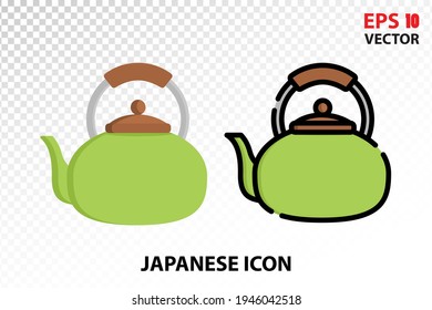 Icono de Tea Pot sobre fondo transparente. Símbolo japonés para el diseño de tu sitio web, logotipo, aplicación, interfaz de usuario. Ilustración vectorial Eps10.