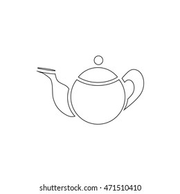 Tea pot icon in outline style isolated on white background