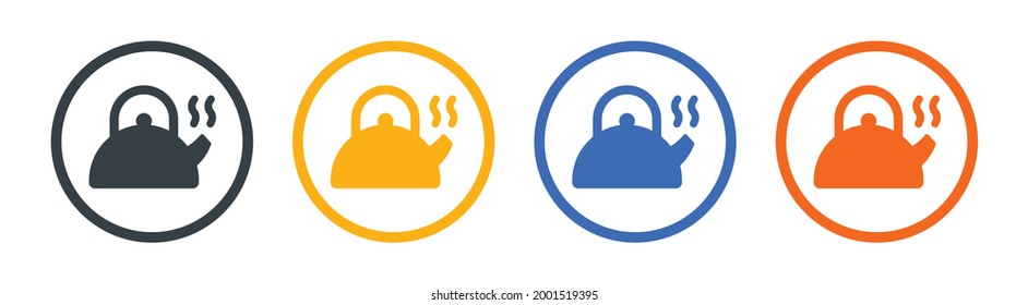 Icono de olla de té sobre diseño redondo.
