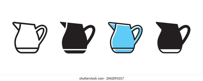Tea pot icon set. Teapot icons vector set. Coffee milk jug icon.
