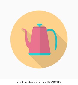 Tea pot icon , Vector flat long shadow design.