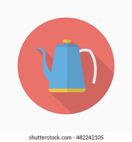 Tea pot icon , Vector flat long shadow design.