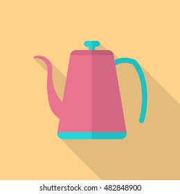 Tea pot icon , Vector flat long shadow design.