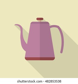 Tea pot icon , Vector flat long shadow design.