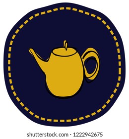 Tea pot icon vector illustration on blue background