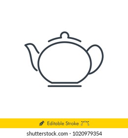 Tea Pot Icon / Vector - In Line / Stroke Design