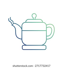 Icono de la olla de té con el Vector de fondo blanco