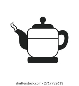 Icono de la olla de té con el Vector de fondo blanco