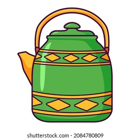 Tea pot icon.Line art vector illustration.
Isolated on white background.Kitchenware kettle for boiling water.