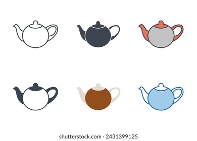 Tea Pot icons with different styles. Teapot symbol vector illustration isolated on white background
