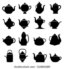 tea pot icons set