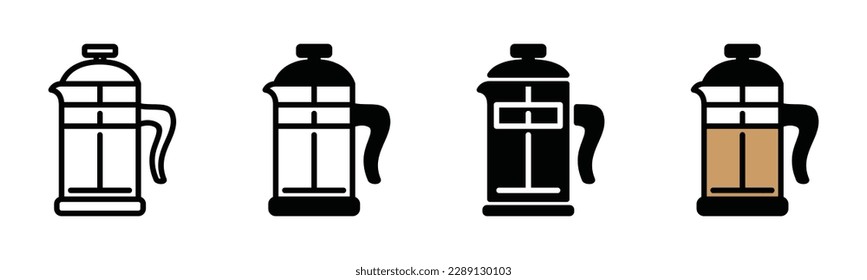 Tea pot icons. Teapot or tea maker icon in line and flat style. Tea kettle or teapot sign and symbol. Vector illustration	
