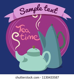 Tea pot illustration 2. Vector illustration isolated on background.