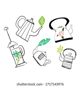 Teebeutel-Illustrationen für Ihr Design. Großes Set