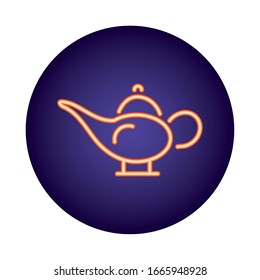 diseño vectorial del icono de estilo neón de la olla de té
