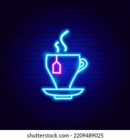 Tea Pot Neon Sign. Vector Illustration of Country National Promotion.