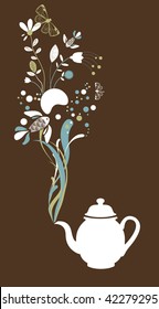 Tea pot on brown background