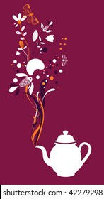 Tea pot on fuchsia background