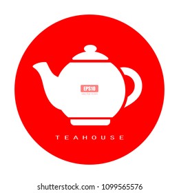 Tea pot round vector icon isolated on white background