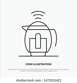 Tea, Pot, Service, Technology Line Icon Vector. Vector Icon Template background
