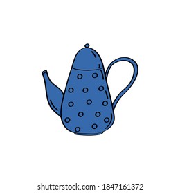 Señal de olla de té. Icono de la botella. Artículos de cocina. Ilustración del doodle vectorial