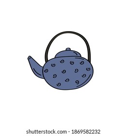 Tea pot sign. Kettle icon. Kitchenware element. Vector doodle illustration