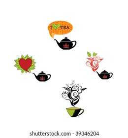 Tea pot silhouette vectors