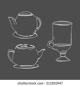 Tea pot silhouette.Cup silhouette for your designs: