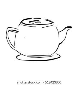 Tea Pot Silhouette.Hand Drawn Illustration For Your Designs: