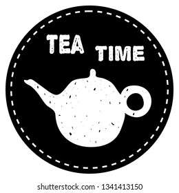 Tea pot simple icon vector illustration on black background