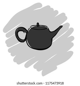 Tea pot simple line icon vector illustration on gray background. EPS10