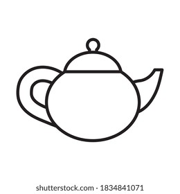 Pegatina de olla de té y diseño de iconos de estilo de línea, Desayuno de bebida y tema de bebida Ilustración vectorial