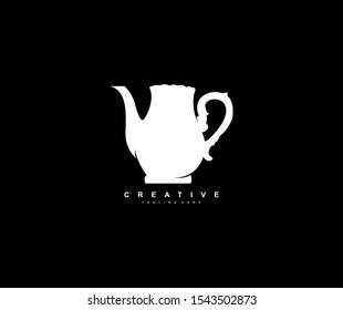 Tea pot Stylish Monogram icon vector design template