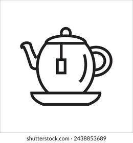 tea pot vector icon line template