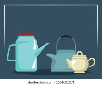 tea pots icon over blue background, colorful design , vector illustration