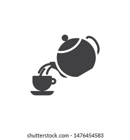 Tea pouring vector icon. filled flat sign for mobile concept and web design. Cup and teapot, Tea ceremony glyph icon. Symbol, logo illustration. Vector graphics