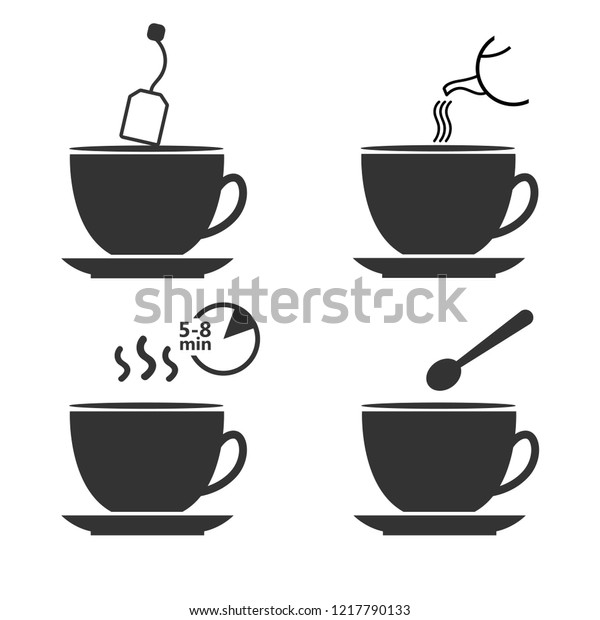 Tea Preparation Set Tea Brew Instruction Stock Vector (Royalty Free ...