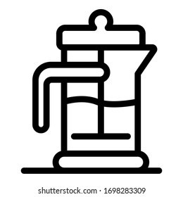 Tea press icon. Outline tea press vector icon for web design isolated on white background