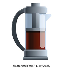 Tea press pot icon. Cartoon of tea press pot vector icon for web design isolated on white background