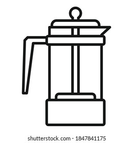 Tea press pot icon. Outline tea press pot vector icon for web design isolated on white background