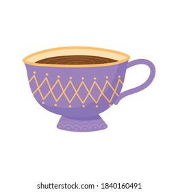 tea, purple teacup beverage vector illustration isolated design