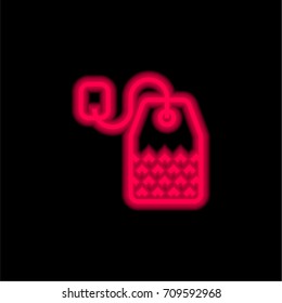 Tea red glowing neon ui ux icon. Glowing sign logo vector