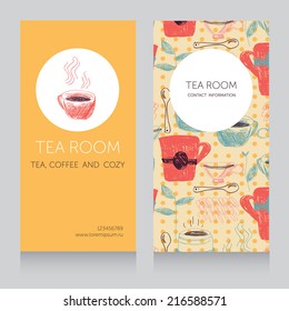 tea room business card template, vector illustration