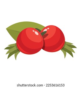 Vector de dibujos animados de iconos de la cadera del té. La comida forestal. Ripe salvaje