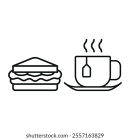 Tea and sandwich set food icon vector basic design simple and modern concept graphic