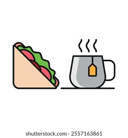 Tea and sandwich set food icon vector basic design simple and modern concept graphic