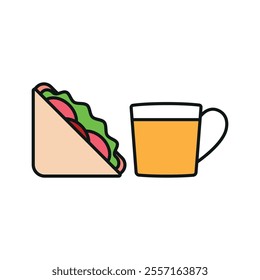 Tea and sandwich set food icon vector basic design simple and modern concept graphic