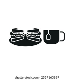 Tea and sandwich set food icon vector basic design simple and modern concept graphic